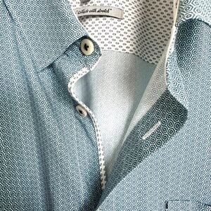 Ted Baker Men’s Shirt Size 5 Blue Teal Geometric Print Long Sleeve Button Up